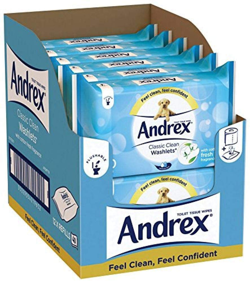 Andrex - Classic Clean Washlets 40 Pack x 12