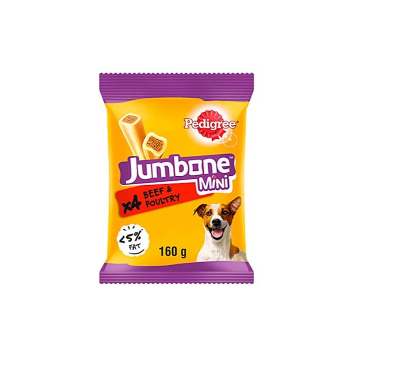 Pedigree Jumbone Small Dog Chews Beef & Poultry Flavour Pack of 8 (4 x 160 g )