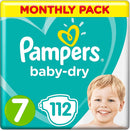 Pampers Size 7 Baby Dry Nappies 112 count monthly pack - (15kg+)