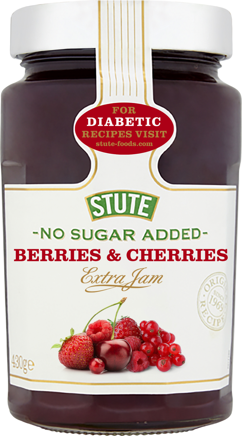 Stute Berries & Cherries Jam No Added Sugar Pack of 6 x 430g