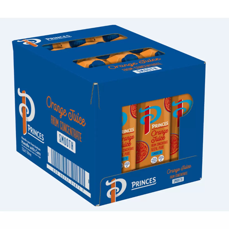 Princes 100% Pure Orange Juice Smooth Pack of 12 x 1L From Concentrate