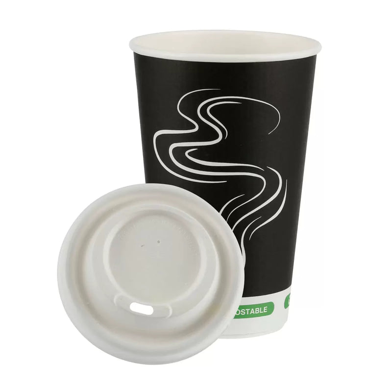iECO Recyclable Triple Wall Hot Cups & Lids,340 ml, 12oz x 100 Pack