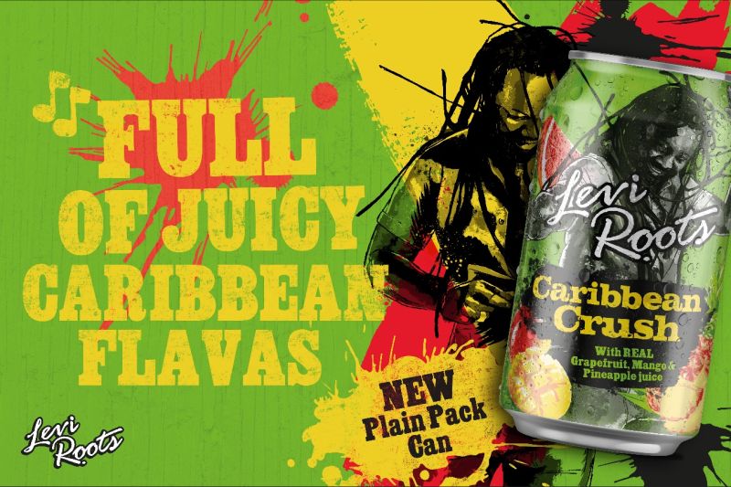 Levi Roots Carribean Crush Sparkling Fruit Juice Drink Pack of 24x330ml Cans