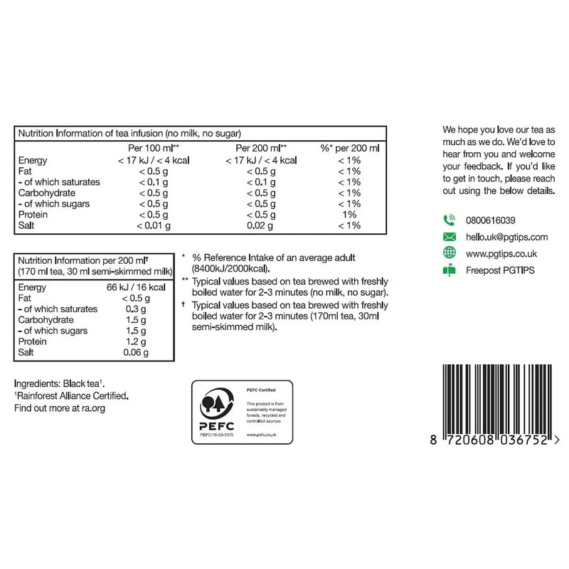 PG Tips Tea Bags, 4 x 210 Pack