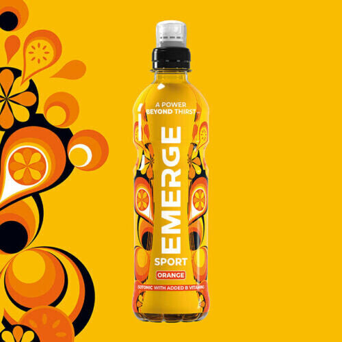 Emerge Isotonic Orange Sport Energy Drinks with Vitamin B Pack of 12x500ml
