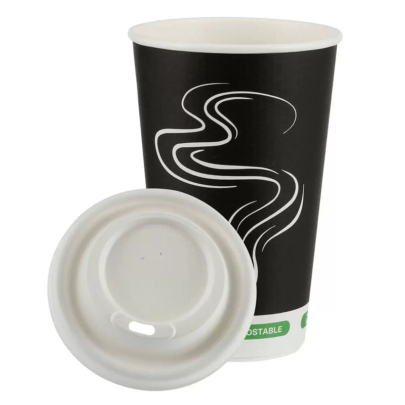 Ieco Recyclable Triple Wall Hot Cups & Lids, 473ml, 16oz x 100 Pack