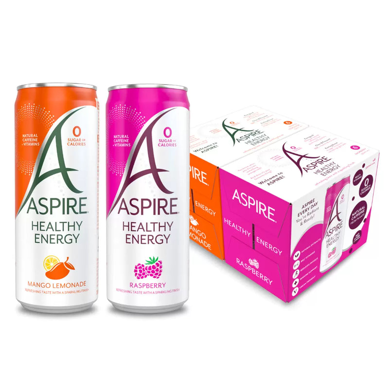 Aspire Mango Lemonade and Raspberry Mixed Pack of 12x330ml