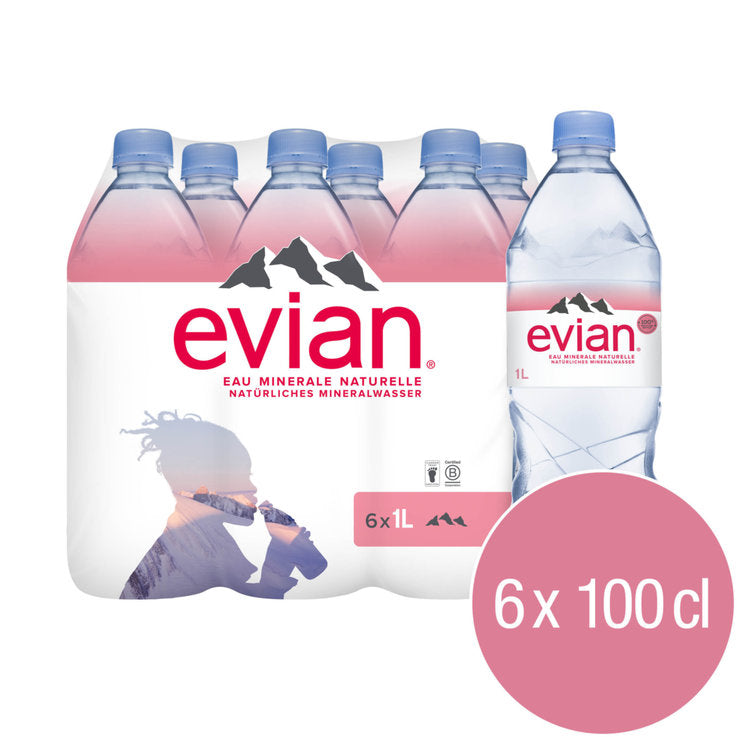 Evian Natural Mineral Water Pack of 1 ltr bottles