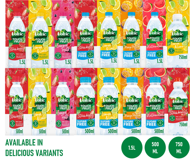 Volvic Touch of Fruit Sugar free & low suagr Natural Flavoured Water Variety Packs