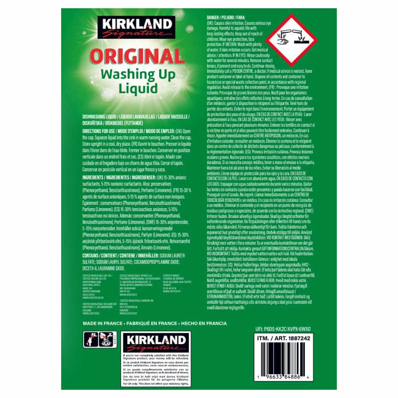 Kirkland Signature Washing Up Liquid Pack of 6x1ltr