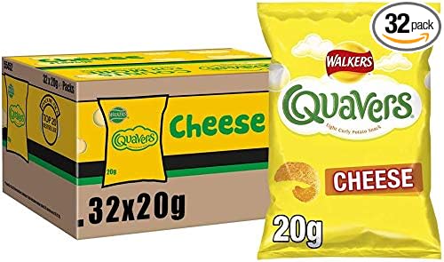 Walkers Quavers Cheese Flavour Potato Snack 20.5 g (Pack of 32)