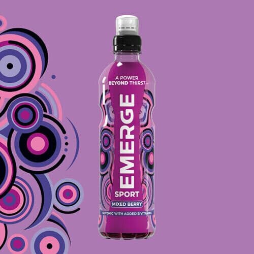 Emerge Isotonic Mixed Berry Sport Energy Drinks with Vitamin B Pack of 12x500ml