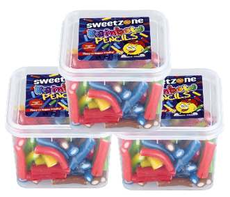 Sweetzone Rainbow Pencils, Candy Sticks mini tubs, pack of 170g