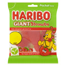 HARIBO Giant Strawbs Strawberry Flavour Chewy Jelly Sweets Pocket Pack 20x60g