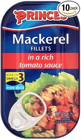 Princes Mackerel Fillets in a Rich Tomato Sauce  (Pack of 10 x 125g)