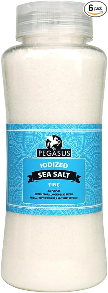 Pegasus Iodized Fine Sea Salt, 800g (Pack of 6)