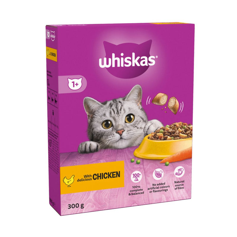 WHISKAS 1+ Cat Complete Dry with Chicken Pack of 6 X 300g