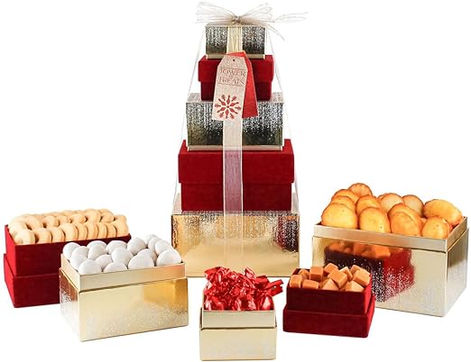 Festive Tower of Treats Gift Box Set- Hamper of Chocolates, Fudge, Biscuits (Random 1 tower will supplied)
