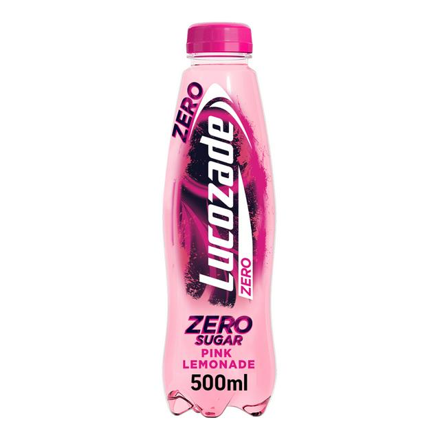 Lucozade Energy Drink Pink Lemonade Zero sugar Pack of 500ml bottles