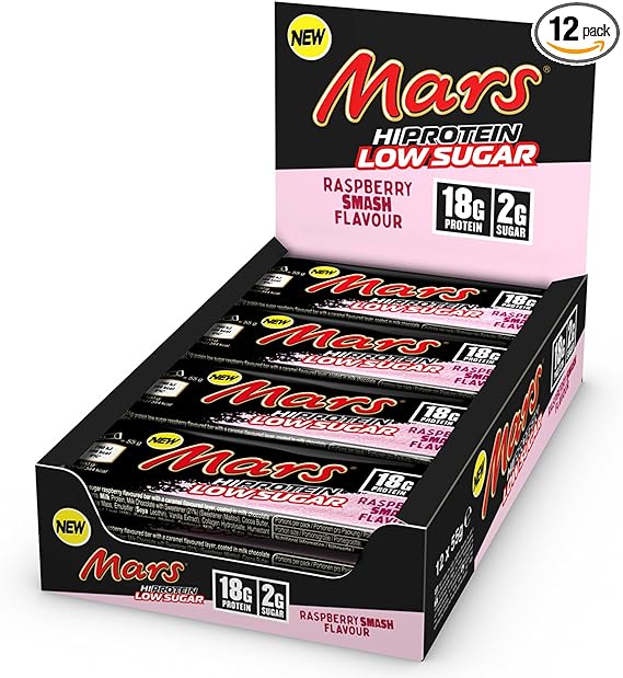Mars Raspberry Smash Low Sugar Chocolate Protein Bars - 12 x 55g