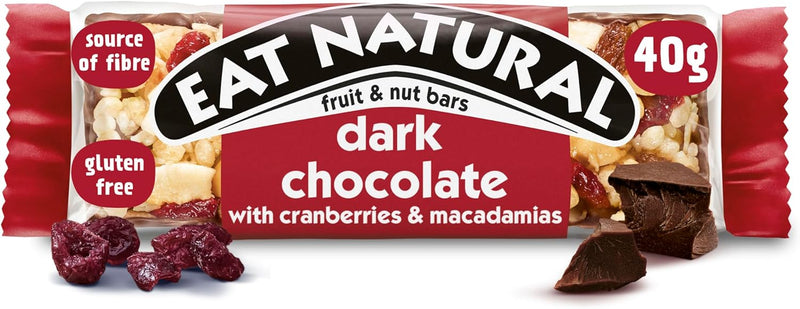 Eat Natural Dark Chocolate with Cranberries & Macadamias Protein Bars Pack of 12x40g