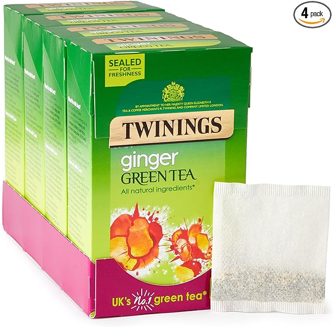 Twinings Ginger Green Tea 80 Tea Bags (Multipack of 4 x 20 Tea Bags)