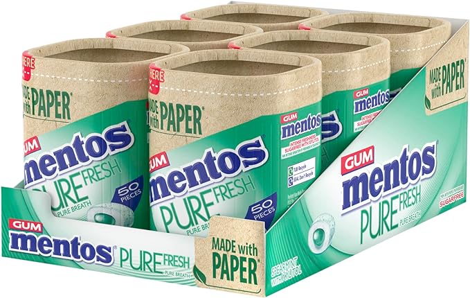 Mentos Pure Fresh Sugar Free Chewing Gum Spearmint-6x50pc