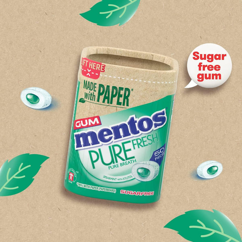 Mentos Pure Fresh Sugar Free Chewing Gum Spearmint-6x50pc