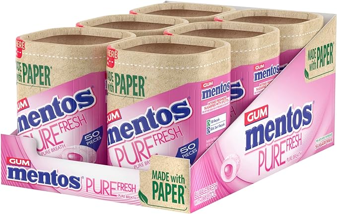 Mentos Pure Fresh Sugar Free Chewing Gum Bubble Fresh-6x50pc