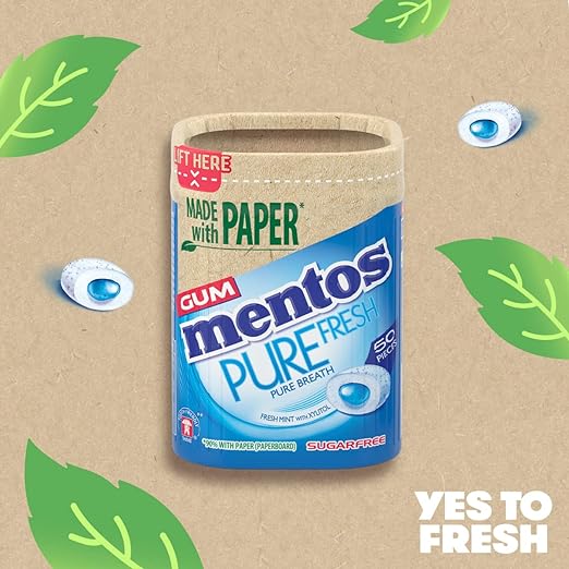 Mentos Pure Fresh Sugar Free Chewing Gum,Freshmint-6x50pc