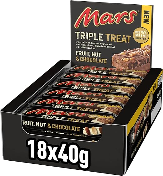 Mars Triple Treat Fruit & Nut Chocolate Bars 18 x 40gm
