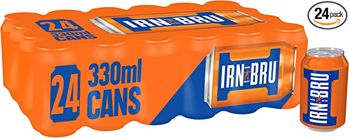 IRN-BRU Regular, 24 x 330ml, Fizzy Drinks Multipack Cans (Pack of 24)