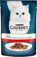 Purina Gourmet Perle Wet Cat Food Mini Fillets in Gravy With Beef,  Pack of 26 X 85g