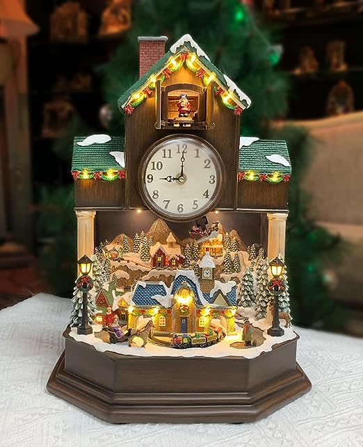 Musical cuckoo clock with Christmas village