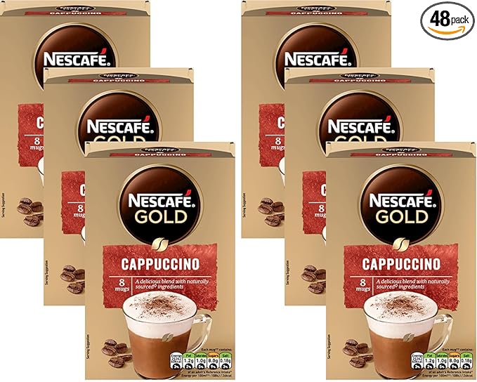 NESCAFÉ Gold Cappuccino Instant Coffee, 8 Sachets, (Pack of 6, Total 48 Sachets)
