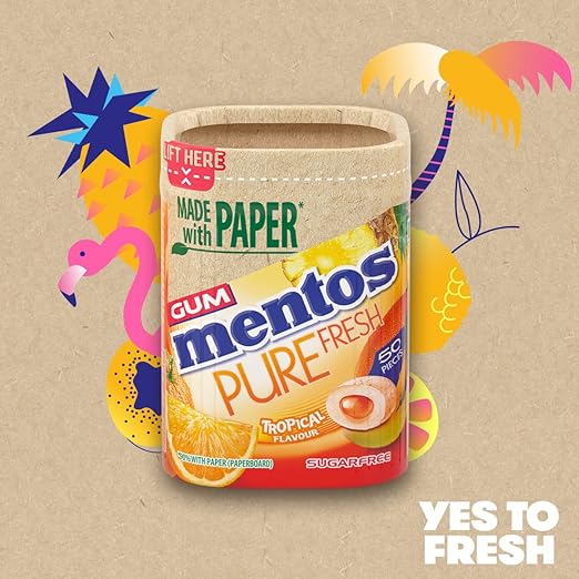 Mentos Pure Fresh Sugar Free Chewing Gum Tropical-6x50pc