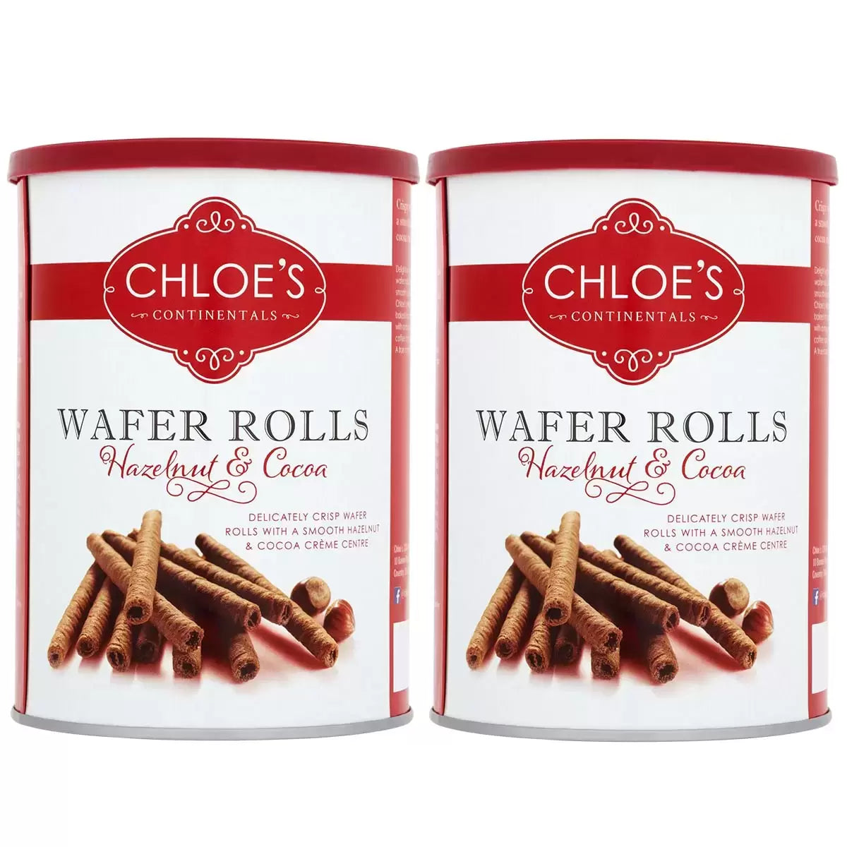 Chloe's Hazelnut & Cocoa Wafer Rolls Pack of 2 x 400g