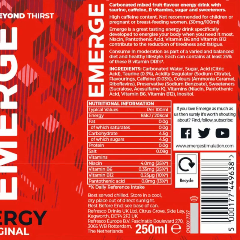 Emerge Energy Drink Pack of 24 x 250ml
