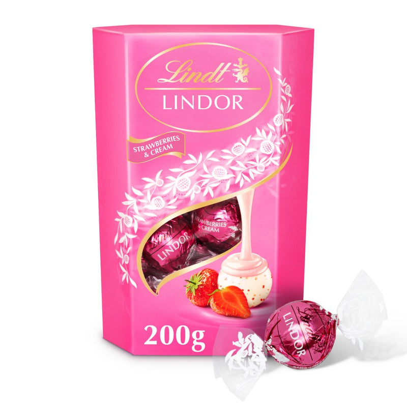 Lindt Lindor Strawberries & Cream Chocolate Truffles Pack of 200g