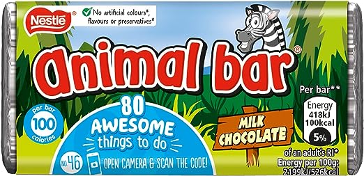 Animal Bar Milk Chocolate Bars - 60 x 19 g