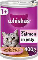 Whiskas 1+ Salmon in Jelly Pack of 12 x 400 g Cans, Adult Cat Wet Food