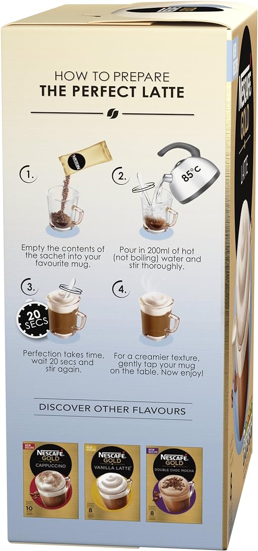 Nescafé Gold Latte Coffee, 8 Sachets, 19.5 g (Pack of 6)