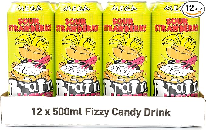 Mega Brain Licker Sour Strawberry Candy Drink 500ml x 12