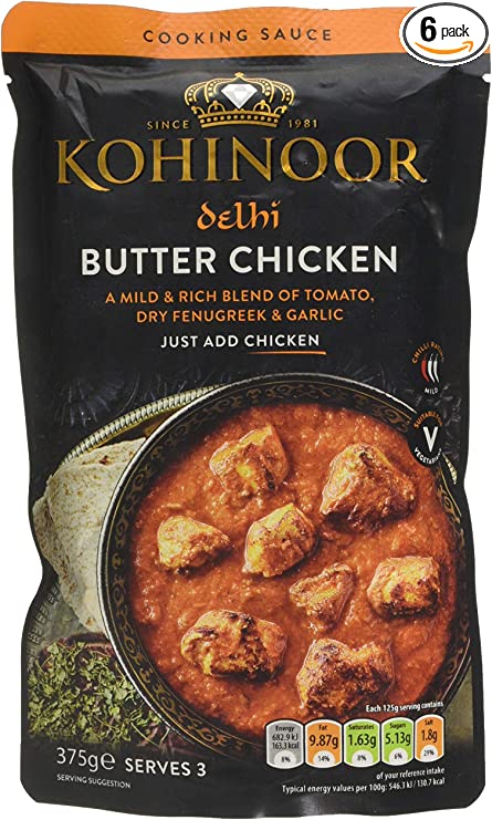 Kohinoor Delhi Butter Chicken Cooking Sauce, 375 g, Pack of 6