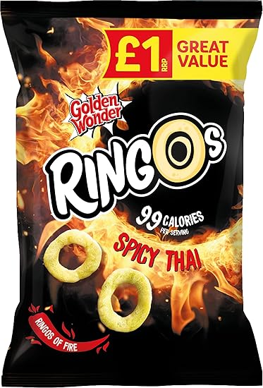 Golden Wonder Ringos Pack of 18 x 40g