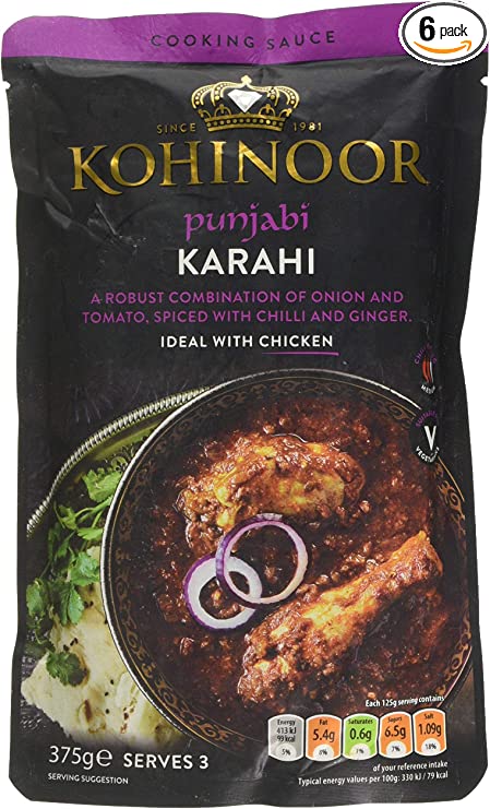 Kohinoor Punjabi Karahi Cooking Sauce, 375 g, Pack of 6
