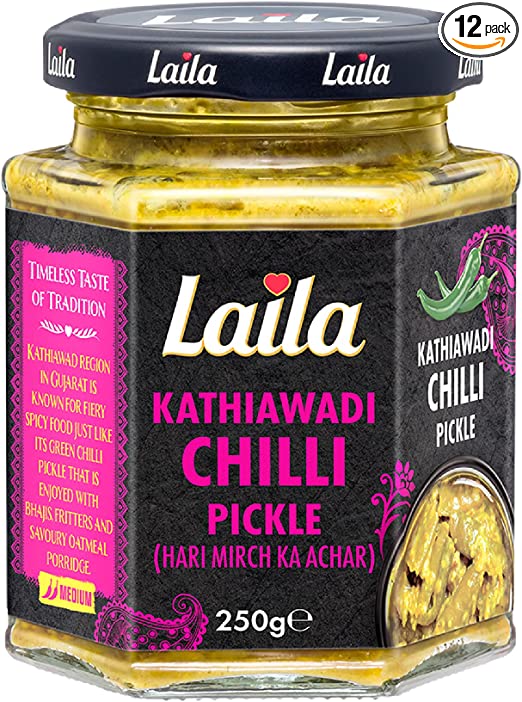 laila kathiavadi chilli pickle 12 x 250gm