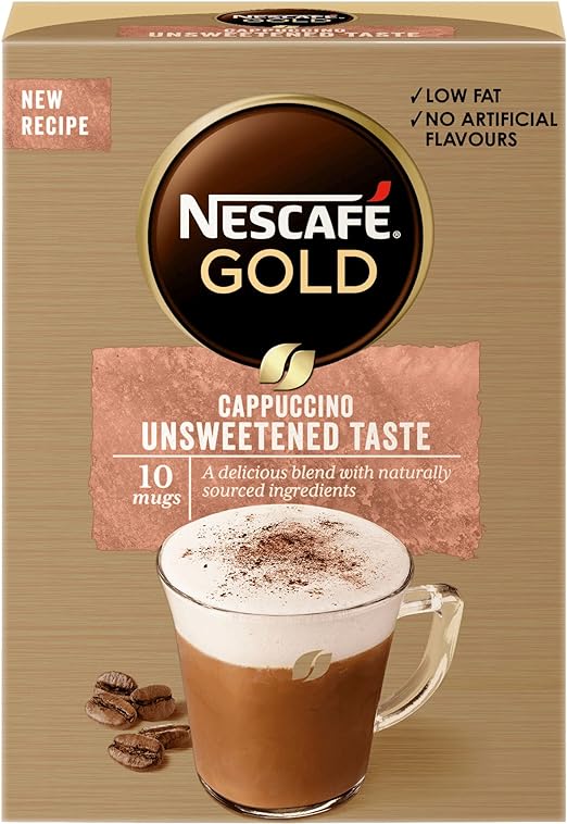 NESCAFÉ GOLD Cappuccino Unsweetened Coffee, 8 Sachets, (Pack of 6, Total 48 Sachets)