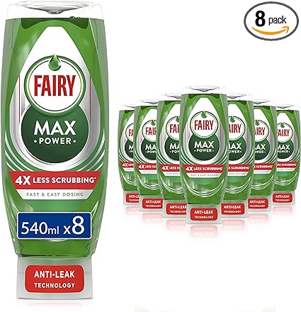 Fairy MaxPower Washing Up Liquid 8 x540ml