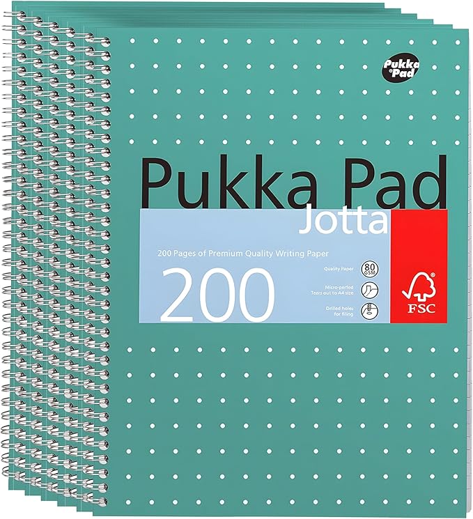 Pukka Metallic Jotta 200 Page A4 Ruled Pack of 6